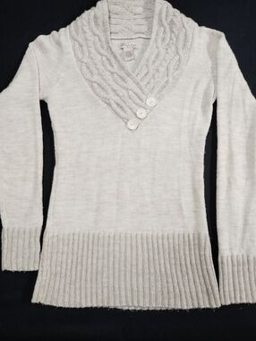 Cozy Cable Shawl Collar Sweater - Ivory